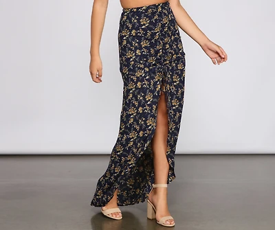 Ditsy Floral Ruffled Maxi Skirt