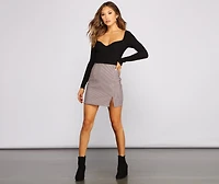High Rise Checkered Mini Skirt