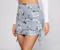 Romantic Beauty Floral Ruched Mini Skirt