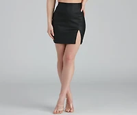 Quarter To Five Coated Mini Skirt