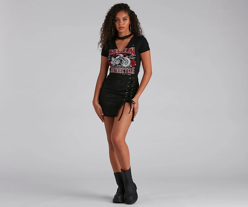 Love The Look Lace-Up Mini Skirt