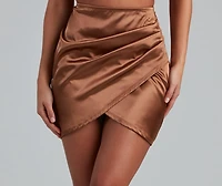 Sleek Business Satin Wrap Skirt