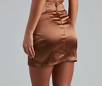 Sleek Business Satin Wrap Skirt