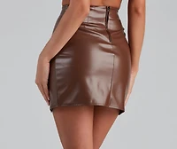 Let's Lace-Up PU Mini Skirt