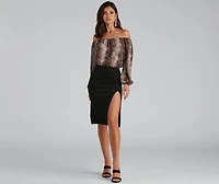 Slit Happens Faux Suede Midi Skirt