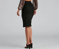 Slit Happens Faux Suede Midi Skirt