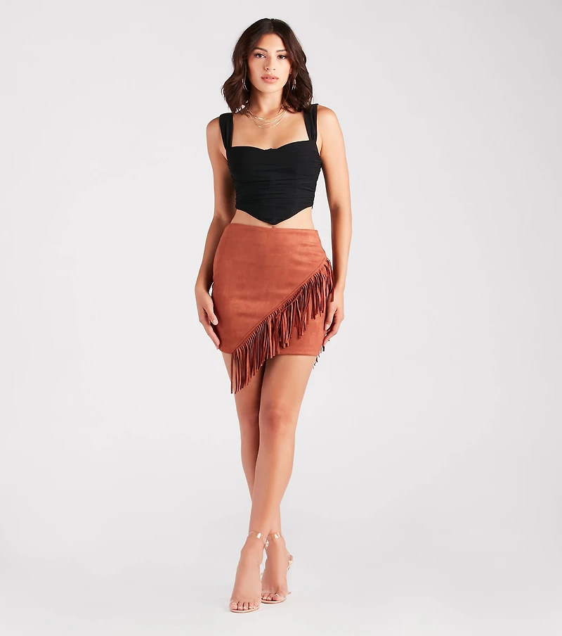 Cowgirl-Chic Fringe Mini Skirt
