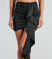 Beauty A Bottle Satin Ruffle Mini Skirt