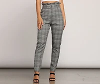 Paper Bag Plaid Tapered Pants