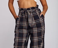 Perfectly Poised Plaid Paper Bag Pants