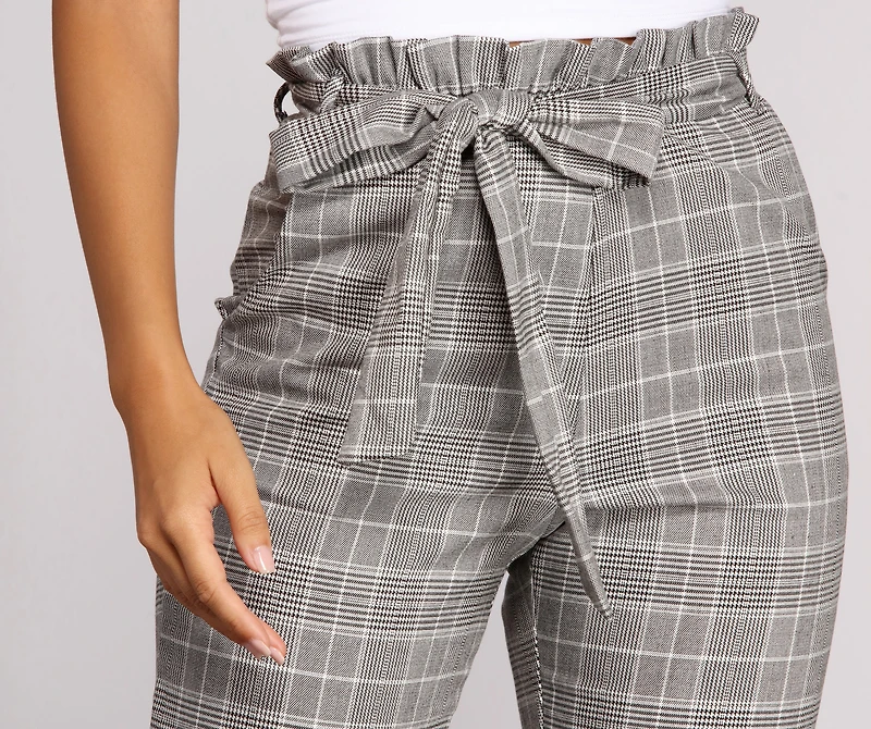 Go Glen Plaid Paperbag Pants