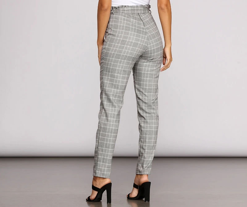 Go Glen Plaid Paperbag Pants
