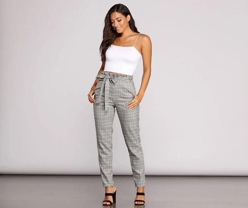Go Glen Plaid Paperbag Pants