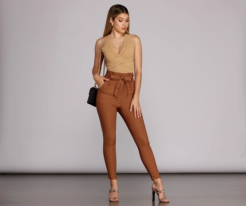 Preppy And Poised Paper Bag Pants