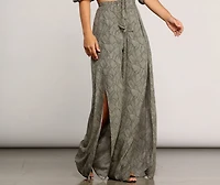 Leafy Greens Printed Slit Pants