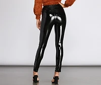 High Waist Patent PU Skinny Pants
