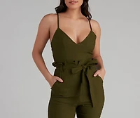 Stylish And Tapered Tie Waist Jumpsuit