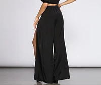 Flirty Front Slit Wide Leg Pants