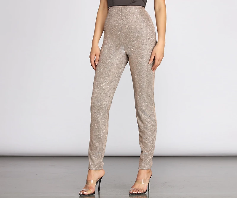 High Waist Glitter Skinny Pants