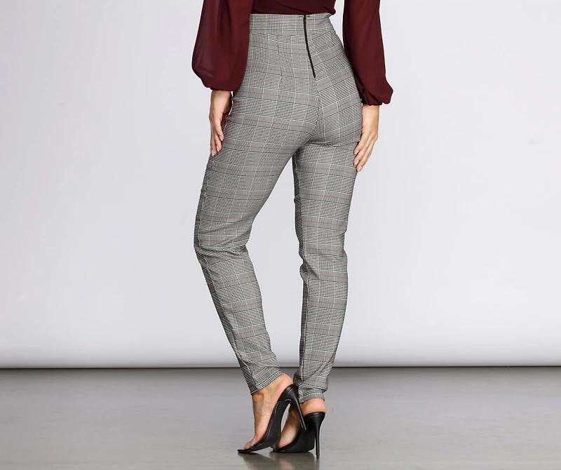 Glen Check Skinny Woven Pants