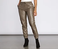 Sleek And Sporty Faux Leather Joggers
