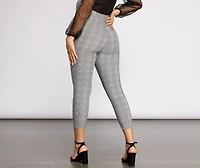 Plaid About It Mid Rise Tapered Pants