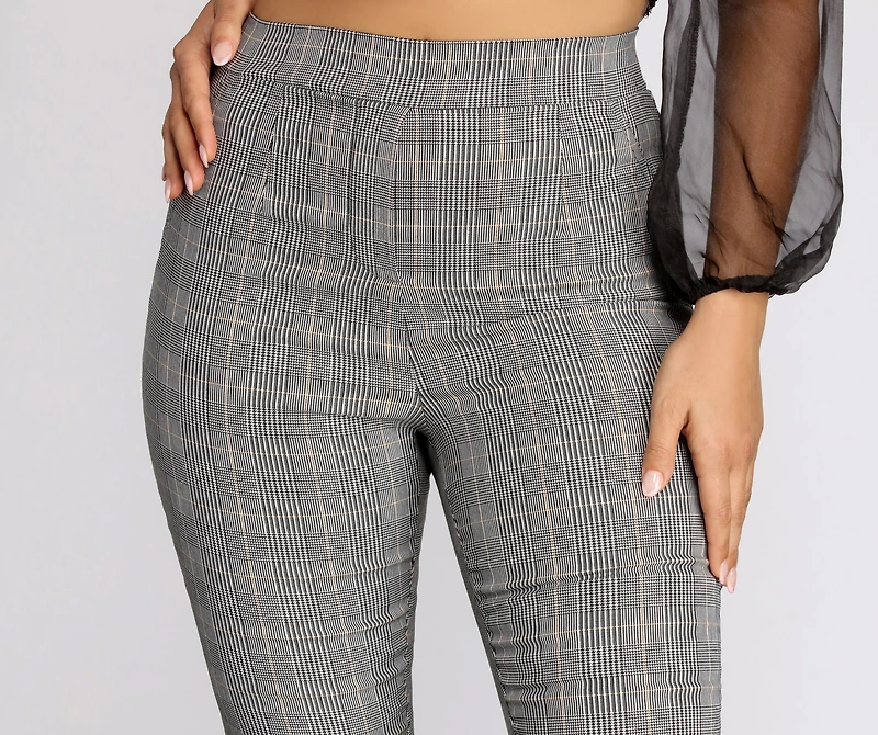 Plaid About It Mid Rise Tapered Pants