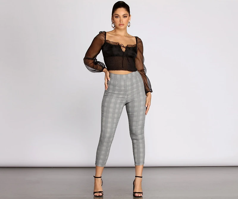Plaid About It Mid Rise Tapered Pants