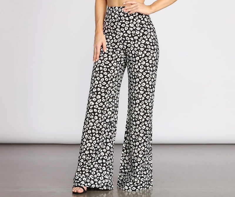 High Waist Ditsy Floral Printed Pants