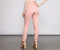 High Rise Tie Waist Tapered Pants
