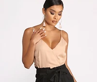 Two Tone Sleeveless V-Neck Paperbag Jumpsuit