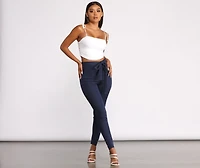 High Rise Tie Waist Tapered Pants