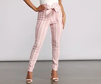 High Waist Double Striped Skinny Dress Pants