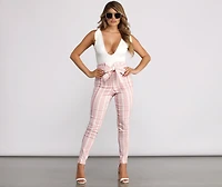 High Waist Double Striped Skinny Dress Pants