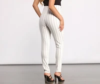 High Waist Double Striped Skinny Dress Pants
