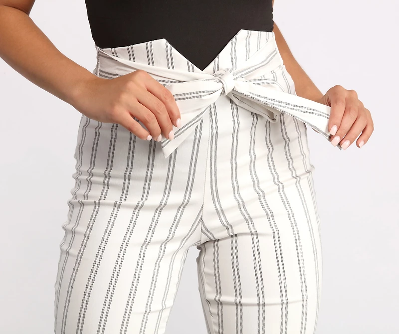 High Waist Double Striped Skinny Dress Pants