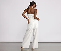 Sleeveless Dotted Wide Leg Jumpsuit