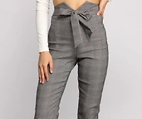 Tied To Style Plaid Skinny Pants