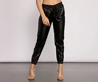 Casually Chic Faux Leather Joggers