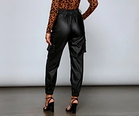 Trendy-Chic Faux Leather Joggers
