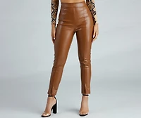Sleek Split Hem Faux Leather Leggings