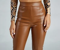 Sleek Split Hem Faux Leather Leggings