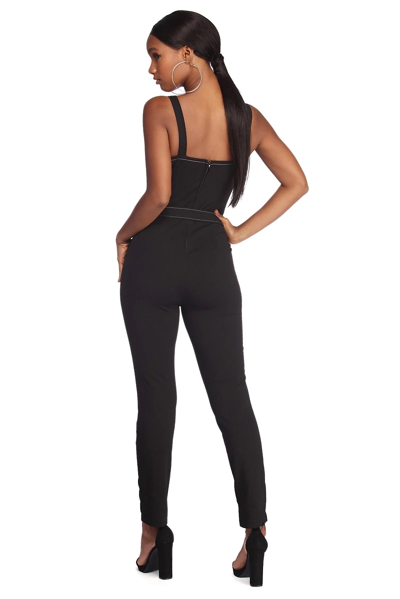 Contrast Stitch Catsuit