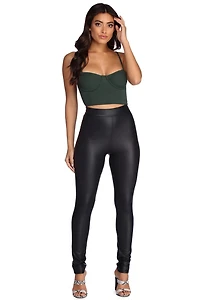 Coated Faux Leather Skinny Pants