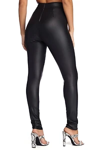 Coated Faux Leather Skinny Pants