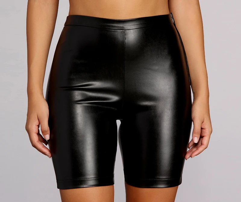 Faux Leather Biker Shorts