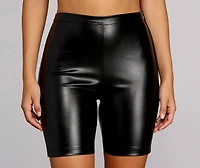 Faux Leather Biker Shorts