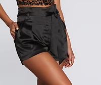 Satin Paper Bag Dress Shorts