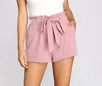 Poised Paperbag High Waist Woven Shorts