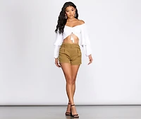 Comin' Up Short Belted Cuffed Dress Shorts